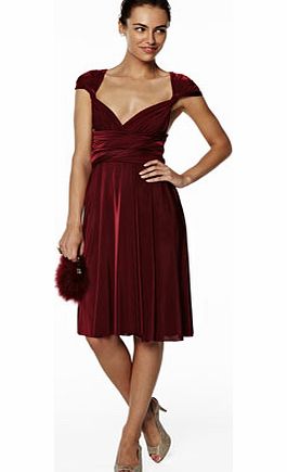 Merlot Short Twist  Wrap Dress, burgundy