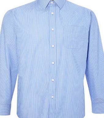 Bhs Mid Blue Pinstripe Regular Fit Shirt, Blue