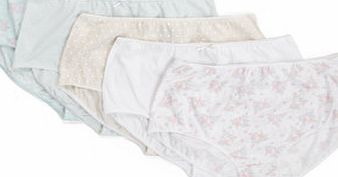 Bhs Mint and Soft Pink Pretty Floral Print 5 Pack