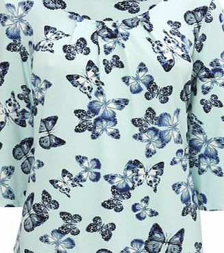 Bhs Mint Butterfly Print Pleated Top, mint 9022828942