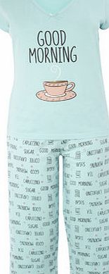 Bhs Mint Good Morning Crop Pyjama Set, mint 733661678