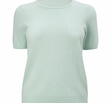 Bhs Mint Supersoft Short Sleeve Crew Jumper, mint