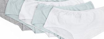 Bhs Mint, White and Grey Marl 5 Pack Plain Shorts,