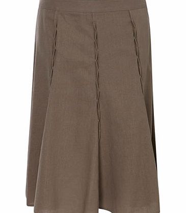 Mocha Linen Pull On Skirt, mocha 355101071