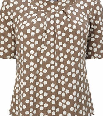 Bhs Mocha Print Pleated Top, mocha 9021971071