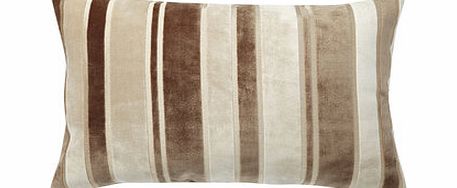 Bhs Mocha Velvet Stripe Lumbar Cushion, mocha