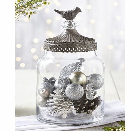 Bhs Mocha Vintage Christmas bird top glass jar,