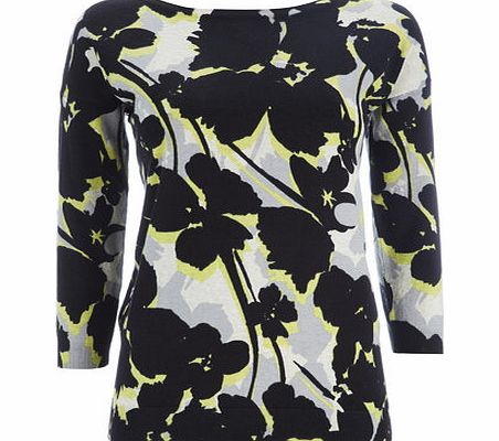 Bhs Monochrome and Lime Floral Printed Jumper, lime