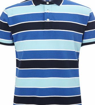 Bhs Multi Blue Varied Stripe Polo Shirt, MID BLUE