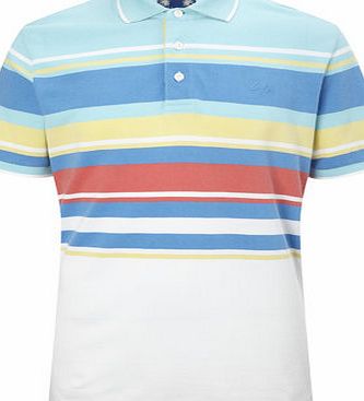 Bhs Multi Colour Chest Stripe Polo Shirt, LT BLUE