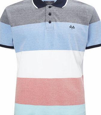 Bhs Multi Coloured Block Polo Shirt, LT BLUE