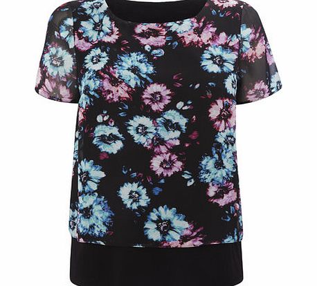 Bhs Multi Petite Print Double Layer Blouse, multi
