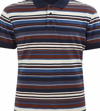Bhs Multi Stripe Jersey Polo Shirt, NATURAL