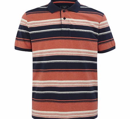 Bhs Multi Stripe Jersey Polo Shirt, Orange BR52J04GORG