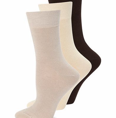 Bhs Natural 3 Pairs of Bamboo Ankle High Socks,