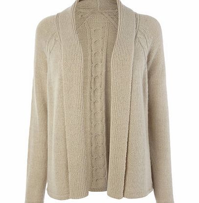 Bhs Natural Cable Back Open Front Longline Cardigan,