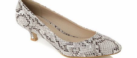 Bhs Natural Snake Kitten Heel Court Shoe, natural