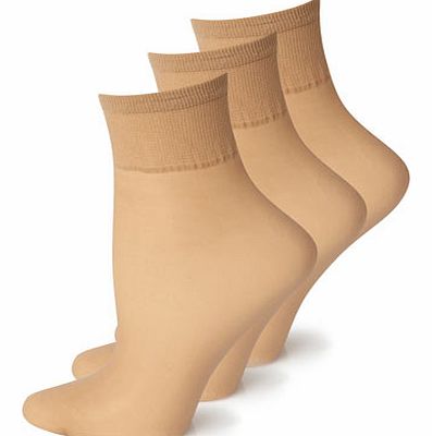 Bhs Natural Tan 3 Pack of 15 Denier Soft Shine Ankle