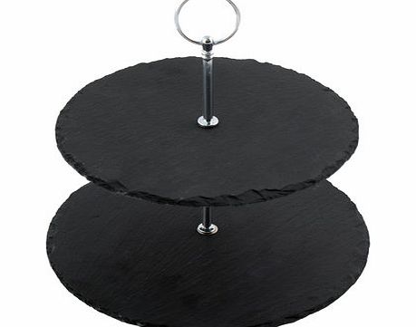 Bhs Naturals two tier slate cake stand, black