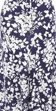 Navy  Ivory Floral Printed Skirt, navy multi