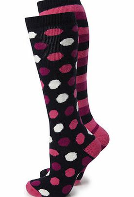 Bhs Navy 2 Pack of Knee High Welly Socks, navy