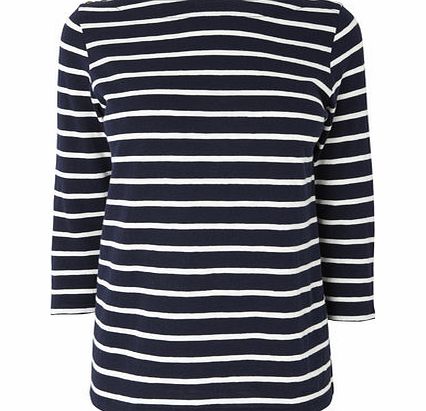 Bhs Navy 3/4 Sleeve Slash Stripe, navy 2424260249