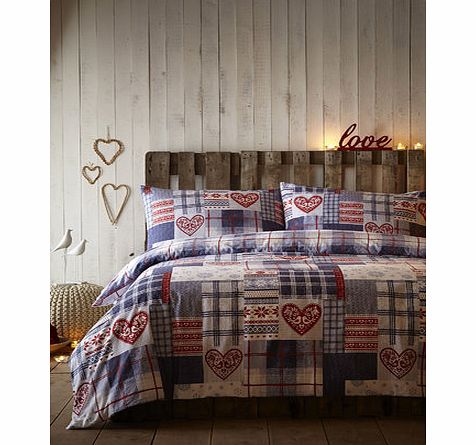Bhs Navy and Red Patch Brushed Cotton Bedding Set,