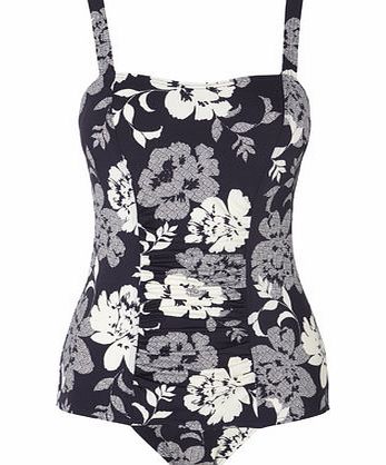 Bhs Navy And White Scarf Print Tummy Control