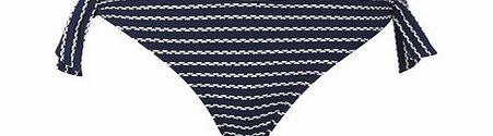 Bhs Navy And White Textured Stripe Bikini Bottom,