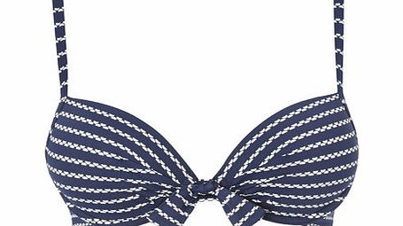 Bhs Navy And White Textured Stripe Underwired Bikini