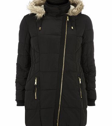 Bhs Navy Asymmetric Padded Coat, blue 19126651483