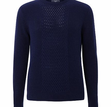 Navy Basket Crew Neck Jumper, Blue BR53D07FNVY