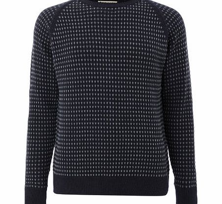 Navy Birdseye Crew Neck Jumper, Blue BR53H11FBLU