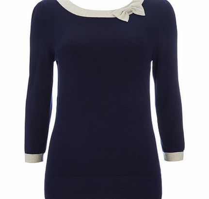 Bhs Navy Bow Neck Jumper, navy 12035560249