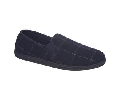 Navy checked mens slippers
