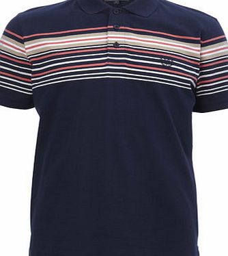 Bhs Navy Chest Stripe Jersey Polo Shirt, ROYAL