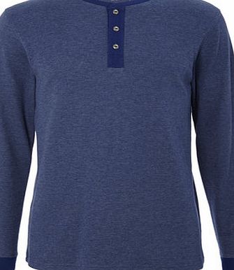 Bhs Navy Contrast Waffle Textured Top, Blue