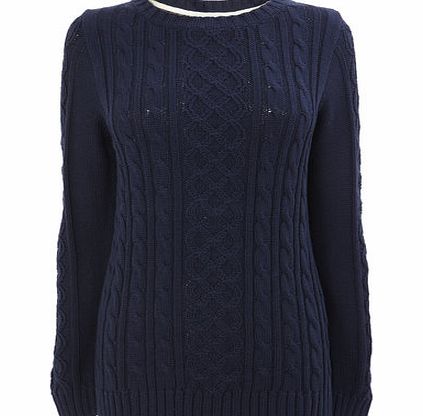 Bhs Navy Cotton Cable Jumper, navy 587320249