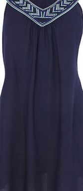 Bhs Navy Embroided Throw On Dress, navy multi