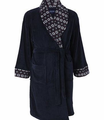 Bhs Navy Fairisle Dressing Gown, Blue BR62G18FNVY