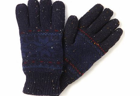 Bhs Navy Fairisle Gloves, Blue BR63G17FNVY
