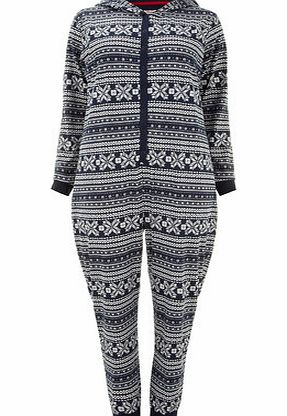 Bhs Navy Fairisle Hooded Onesie, navy 12613380249