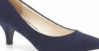 Navy Fashion Wide Fit Court Shoes in Microsuede,