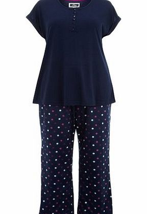 Bhs Navy Fleece Spot Print Pyjama Gift Set, navy