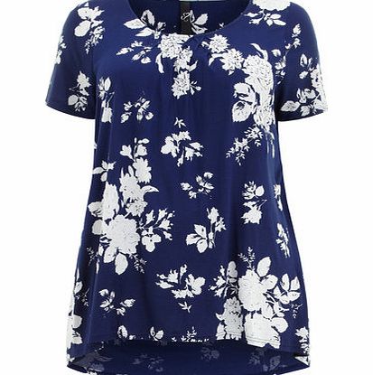 Bhs Navy Floral Honeycomb Top, navy multi 12612435606