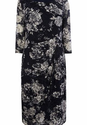 Bhs Navy Floral Print Lace Dress, navy 18950040249