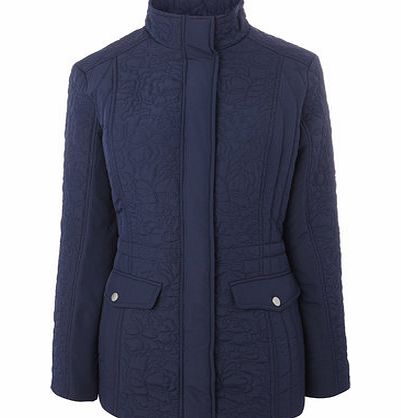 Bhs Navy Floral Quilted Jacket, navy 18990080249