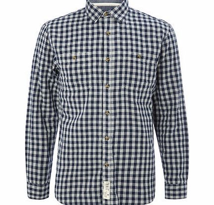 Bhs Navy Gingham Long Sleeve Shirt, Navy BR51T05FNVY