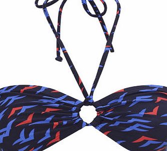 Bhs Navy Great Value Swallow Print Bandeau Bikini