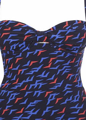 Bhs Navy Great Value Swallow Print Tankini Top, navy